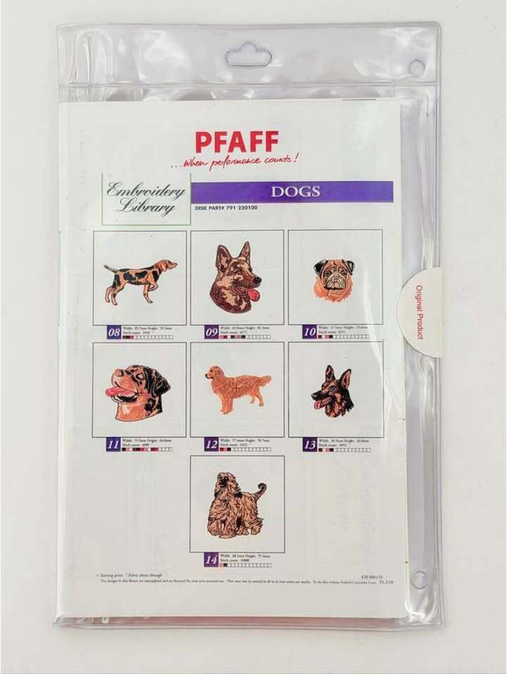 Pfaff Embroidery Library Dogs Disk 791 220100
